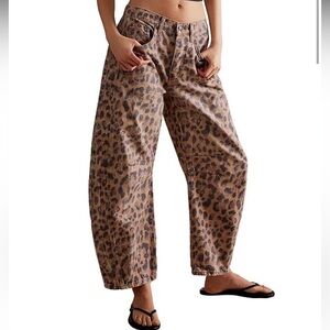 Free People Barrel Jeans Cheetah